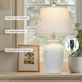 thumbnail image 3 of 22" White Ceramic Modern Table Lamp with Ginger Jar Design - for Living Room,Dining Room,Bedroom,Office,Nightstand,End Table, 3 of 7
