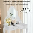 thumbnail image 6 of Gymax Bedroom Wooden Mirrored Makeup Vanity Set Stool Table Set White 5 Drawers, 6 of 10