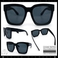 thumbnail image 2 of Womens Boyfriend Style XXL Oversize Horned Rim Thick Plastic Sunglasses Matte Black Frame Solid Black Lens, 2 of 7