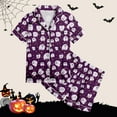 thumbnail image 5 of WEAIXIMIUNG Ensemble 2 Pcs Pyjamas pour Enfants Enfants Imprimé Graphique Chemise à Boutons à Manches Courtes Shorts Ensemble de Pyjama 12-13 Ans, 5 of 5