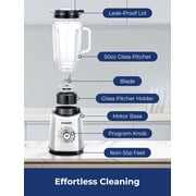 FOHERE Professional Countertop Blender, 50Oz Glass Jar, 1300W Peak Power, BPA-Free, Smoothie Maker with Presets & 5 Speeds, 20Oz Tritan to-go Cup, Ice Crusher for Home Use