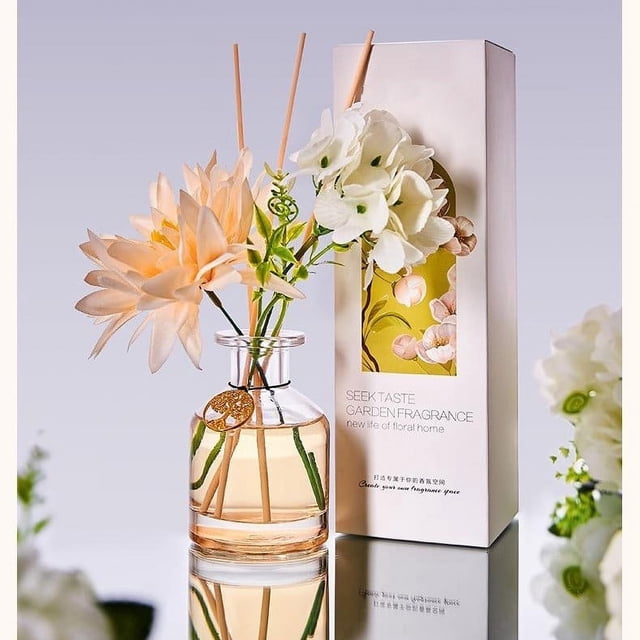 Glass Bottles Flower Diffuser Bottle With Sticks Fragrance Accessories Use For DIY Replacement Flower Diffuser Sets Ornaments For Car Center(120ml))