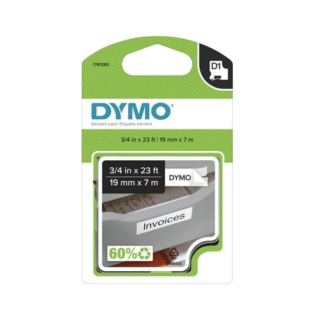 UPC: 0071701057181 | DYMO® D1 1761260 Black-On-White Tape  0.75  x 23