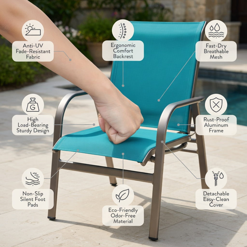 Hommoo 4-Piece Outdoor Rattan Patio Conversation Set with Plush Seat Cushions, PE Wicker Loveseat + 2 Chairs + Tempered Glass Coffee Table, Turquoise