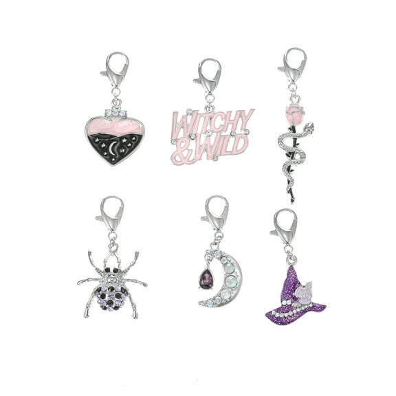 Way to Celebrate Halloween Silvertone Novelty Charm Set, 6 Pieces