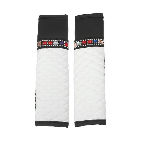 Unique Bargains Car Rhinestones Seat Belt Cover Pad Shoulder Strap Seatbelt Soft Comfortable Covers White 2 Pcs