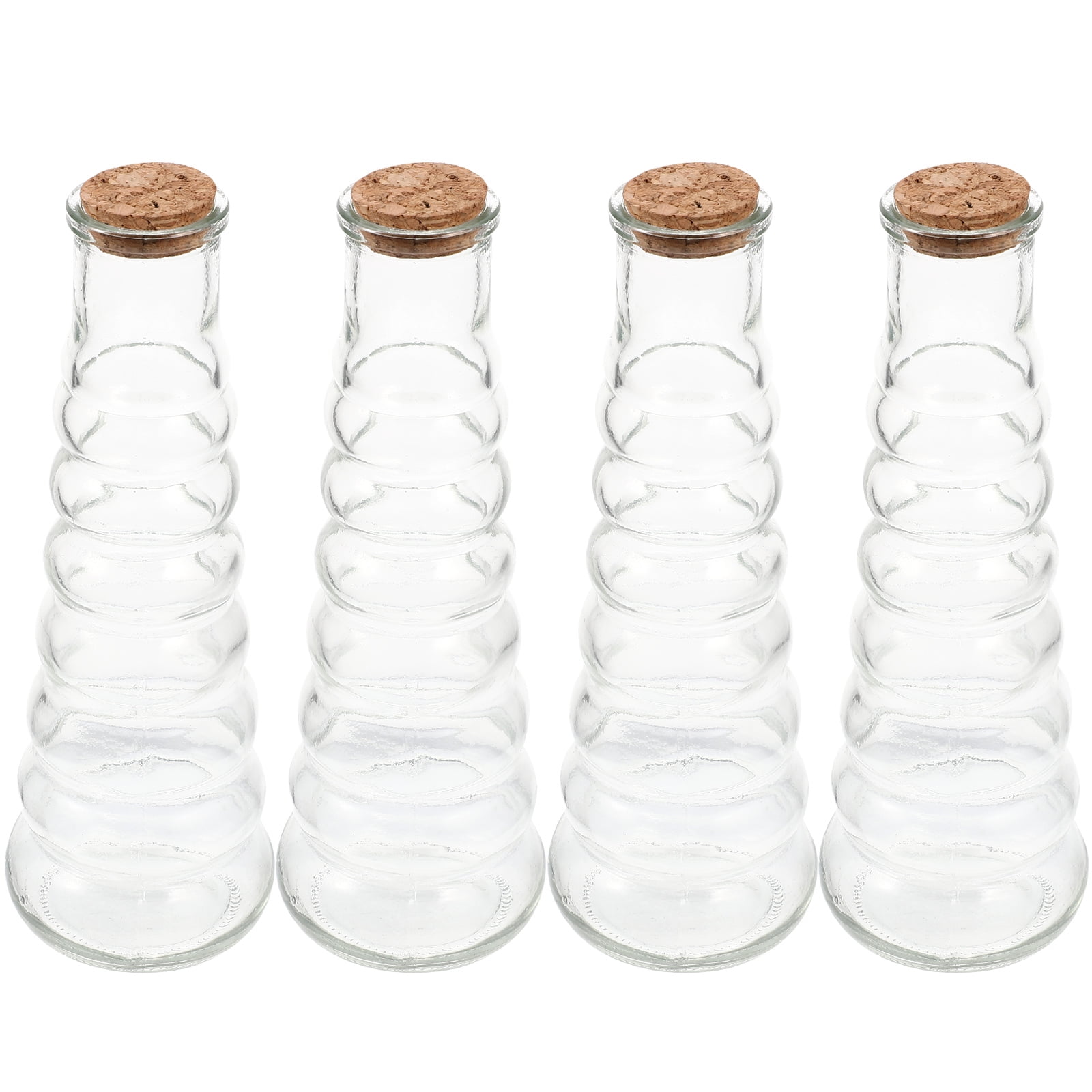 HOMEMAXS 4pcs Decorative Glass Bottles with Cork Stopper Small Glass