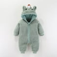 thumbnail image 2 of Zhuashum Baby Boy Onesies 0-3 Months Long Sleeve Unisex Baby Animal Winter Autumn Flannel Hooded Romper Jumpsuit Cute Boy Clothes Green, 2 of 4