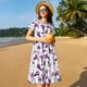 thumbnail image 4 of Fotbe Violets Flowers Vestido Largo de Moda para Mujer, Vestido Tipo Camiseta con Manga Corta y Estilo Casual a Rayas y Bloques de Color, 4 of 6