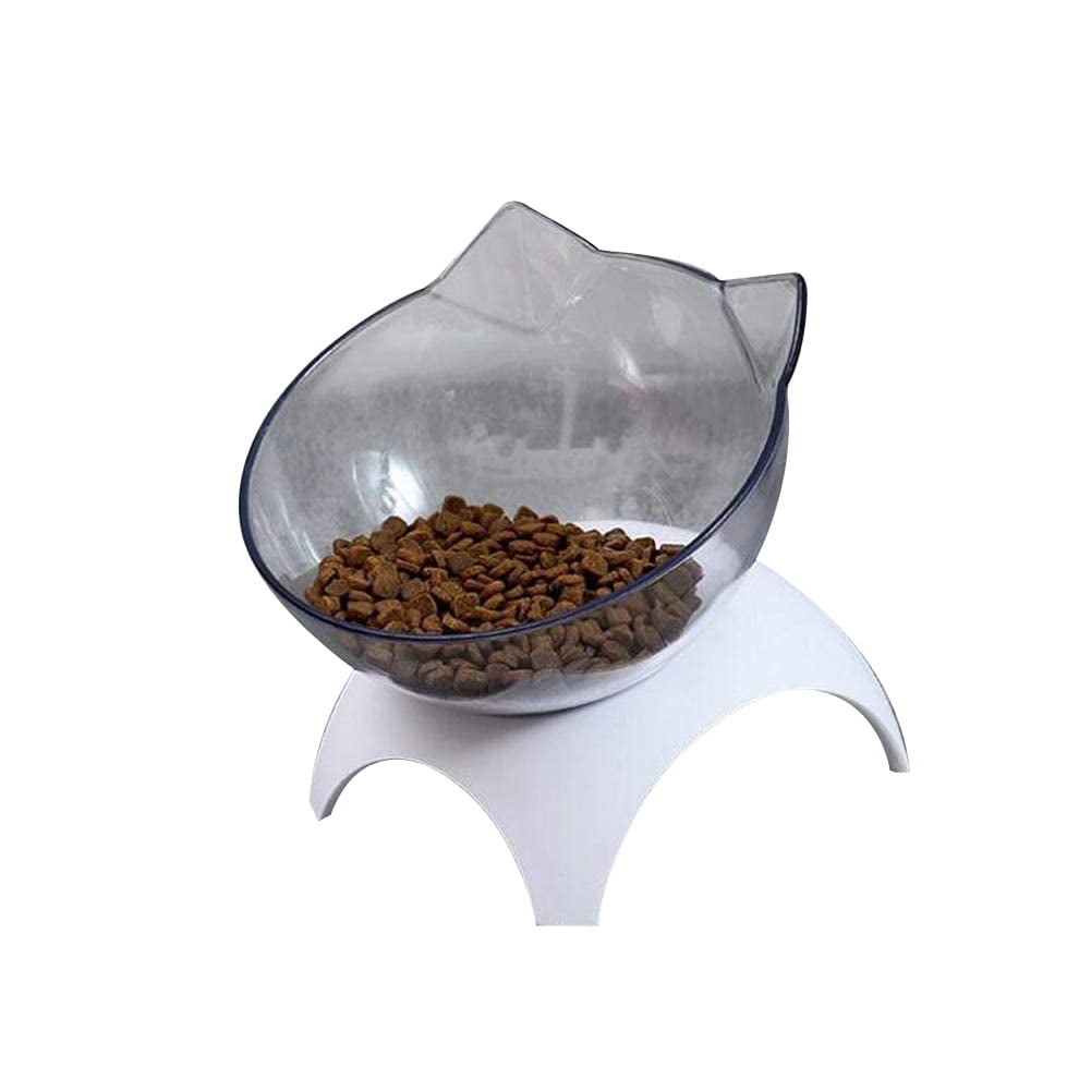 Pet Dog Cat Raised Bowl, 15 Tilted Feeding Bowls with Raised Stand