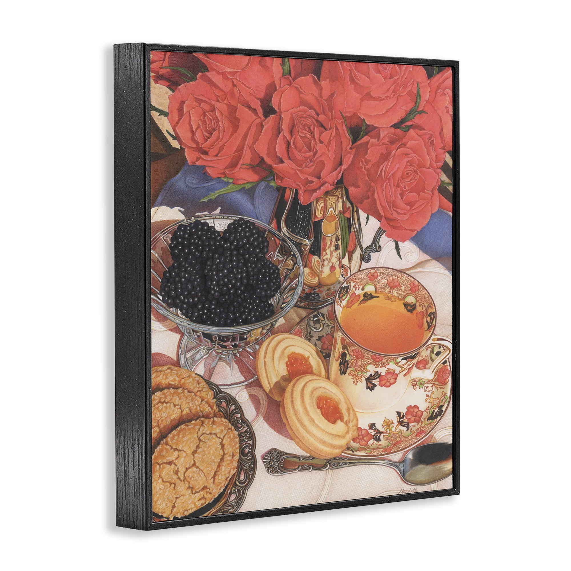 Stupell Industries Tea Party & Berries Food & Beverage Painting Black Framed Art Print Wall Art, 24 x 30