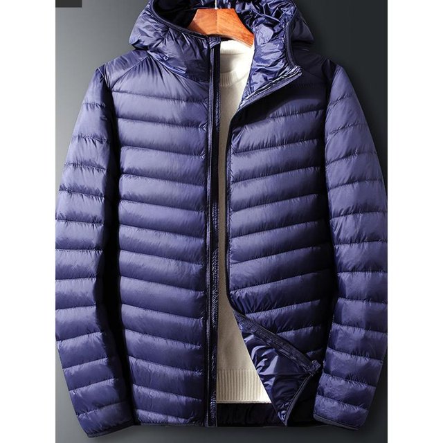 Veste Légère d'Hiver à Capuche pour Hommes Coupe Ajustée Courte Chaude
