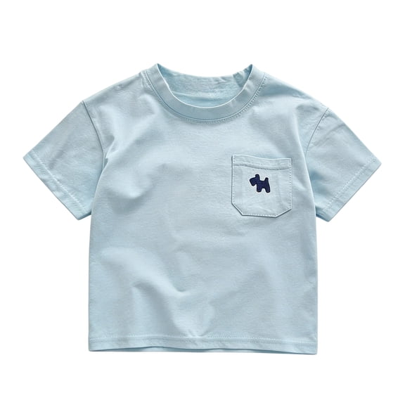 Wxolcjlv Toddler Boys Summer Horse Print Tee Casual O Neck Short Sleeve T Shirt with Pocket