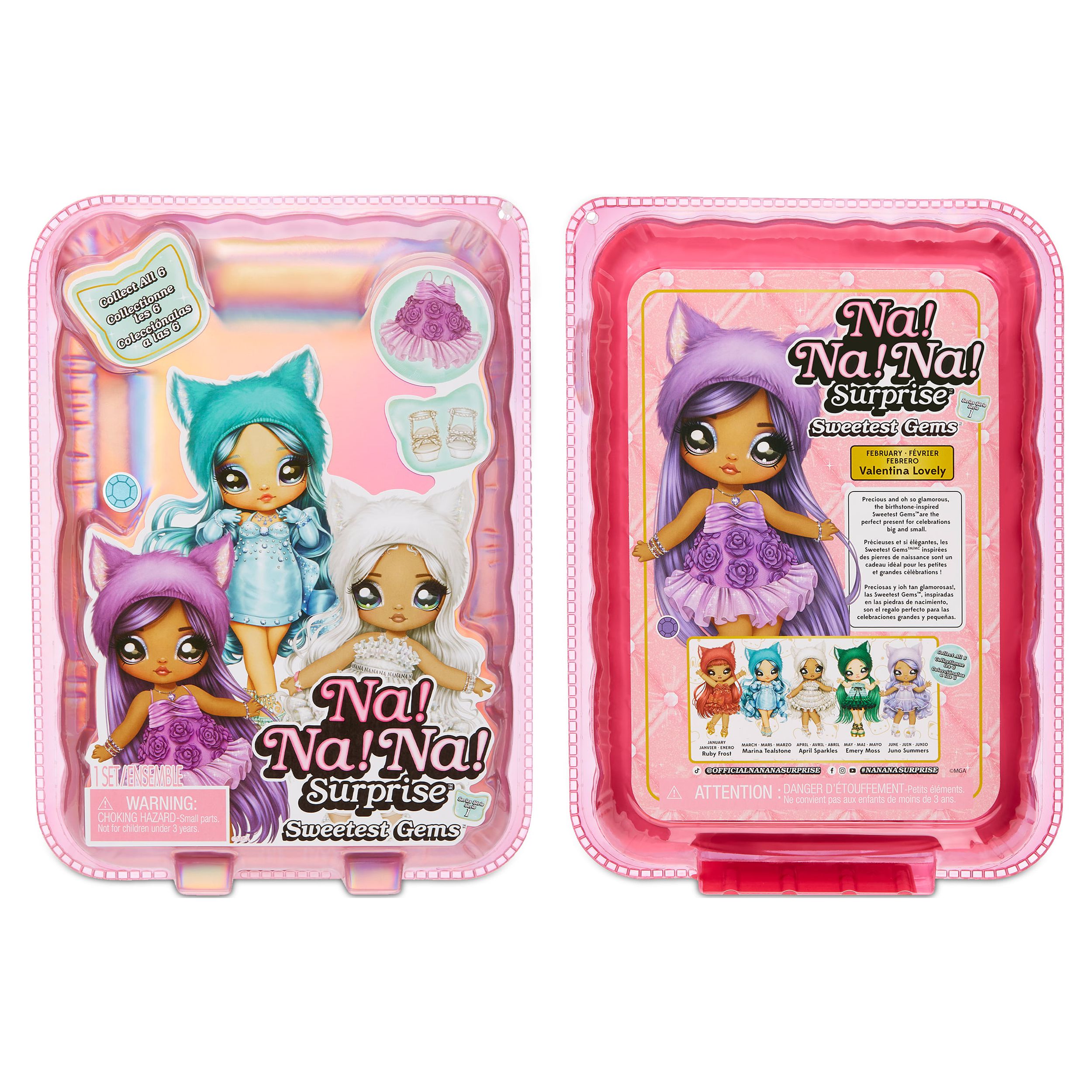 Na Na Na Surprise Sweetest Gems Marina Tealstone 7.5" Fashion Doll Aquamarine Birthstone-Inspired with Blue Hair, Charmeuse Dress and Brush, Poseable, Great Toy Gift for Kids Girls Boys Ages 5 6 7 8+