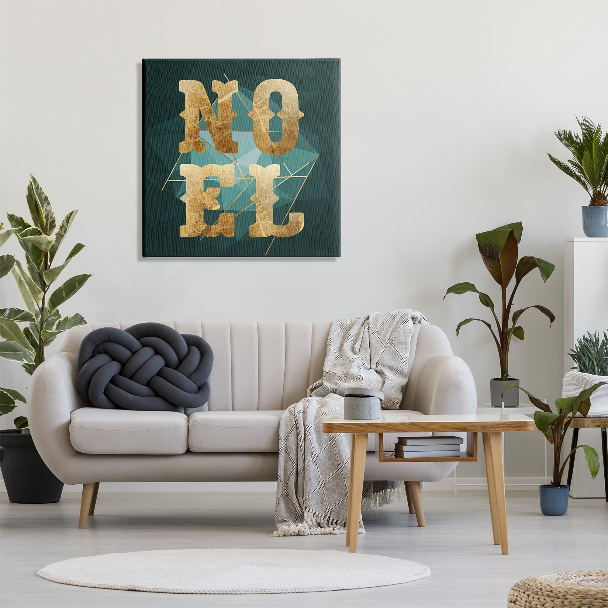Stupell Industries Noel Glam Christmas Typography Green Geometric Shapes Holiday Painting Gallery Wrapped Canvas Print Wall Art, 30 x 30