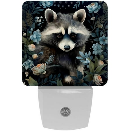 

Raccoon LED Square Night Light - Soft Glow Plug-in Lamp with Dusk to Dawn Sensor for Bedroom and Hallway - Energy Efficient Compact Design