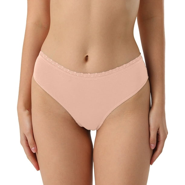 nsendm Female Underpants Adult Women Boxers Women's Cotton Briefs  Breathable Sexy Mid Waist Solid Color Seamless Underwear Womens Cotton  Panties(Pink