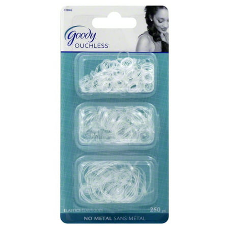 Goody Ouchless Clear Hair Ties No Metal Gentle Hair Elastic Polybands 250 (Best Hair Ties For Curly Hair)