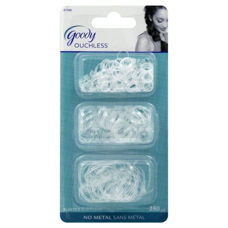 - Goody Ouchless Clear Hair Ties, No Metal Gentle Hair Elastic Polybands, 250 Ct