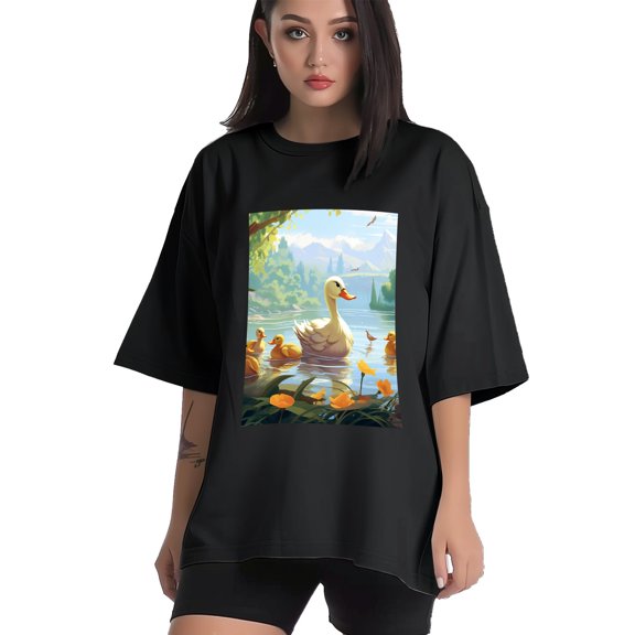 Plus Size Shirt for Women Black Tops for Women Short Sleeves Shirt for Women Duck T Shirt Crewneck Shirt for Women XS