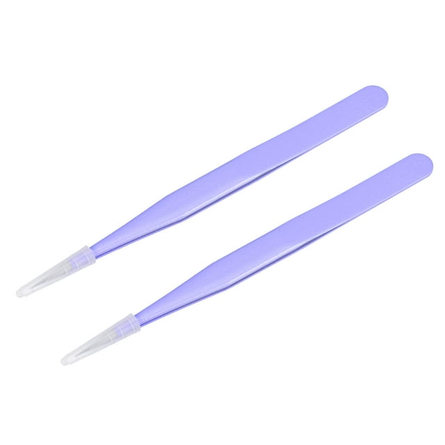 Unique Bargains Pince à Épiler à Pointe Droite de Précision en Acier Inoxydable Multifonctionnel Violet 2Pack