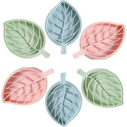 6 Pcs Plastic Leaf Shape Soap Box Dish Soap Storage Plate Tray Holder Case Container For Bathroom Bathroom Kitchen Counter Or Sink (blue, Pink, Green)