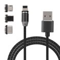 thumbnail image 2 of Cable de carga magnético 3 en 1 Cable de carga rápida múltiple para iOS Android Tipo C (negro), 2 of 11