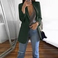 thumbnail image 3 of Blazer de Bureau pour Femmes, Veste de Mode Boutonnée, Mi-Longue, Décontractée, Ajustée, Couleur Unie, Col à Revers, Cardigan Élégant, 3 of 6
