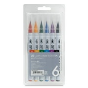 Kuretake Zig Clean Color Real Brush Marker Set, 6-Color Set