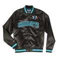 thumbnail image 2 of Men's Mitchell & Ness  Black Charlotte Hornets Hardwood Classics Lightweight Satin Full-Snap Jacket, 2 of 3