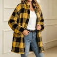 thumbnail image 6 of ZZkhGO Women's Winter Plaid Button‑Front Lapel Velvet Winter Jacket with Side Pockets Mid‑Length Double‑Sided Warm Coat, 6 of 6
