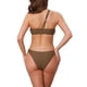 thumbnail image 3 of INSPIRAR CHIC Conjunto de Bikini de Dos Piezas con Tirante Asimétrico y Anillo Metálico para Mujeres, Parte Inferior Triangular, Talla X-Large, Color Marrón, 3 of 5