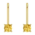 thumbnail image 3 of 14K Solid Gold Lever Back Stud Earrings for Women | 0.5 cttw Round Cut Natural Citrine | Yellow Gold, 3 of 5