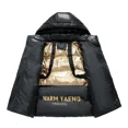 thumbnail image 2 of Parka informal para hombre, ropa de abrigo impermeable con capucha para otoño, ropa nueva de 2023, chaqueta gruesa y cálida de invierno para hombre de color negro brillante, 2 of 4