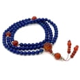 thumbnail image 2 of Tibetan Mala Azurite Mala 108 Beads with Carnelian Guru Bead and Tibetan Silver, 2 of 3