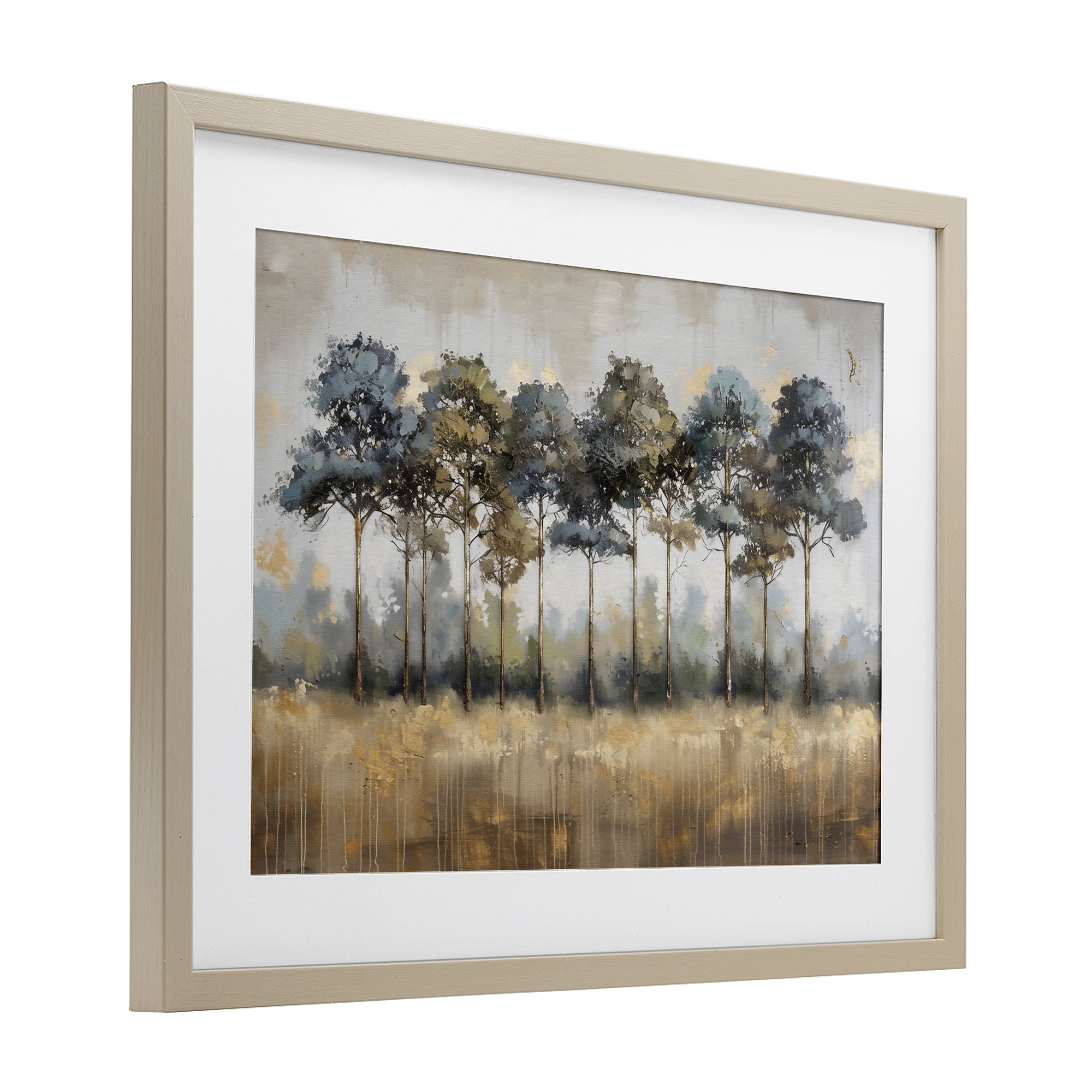 Stupell Industries Green & Blue Forest Grove Birch Framed Print Under Glass, design by Creative Studio