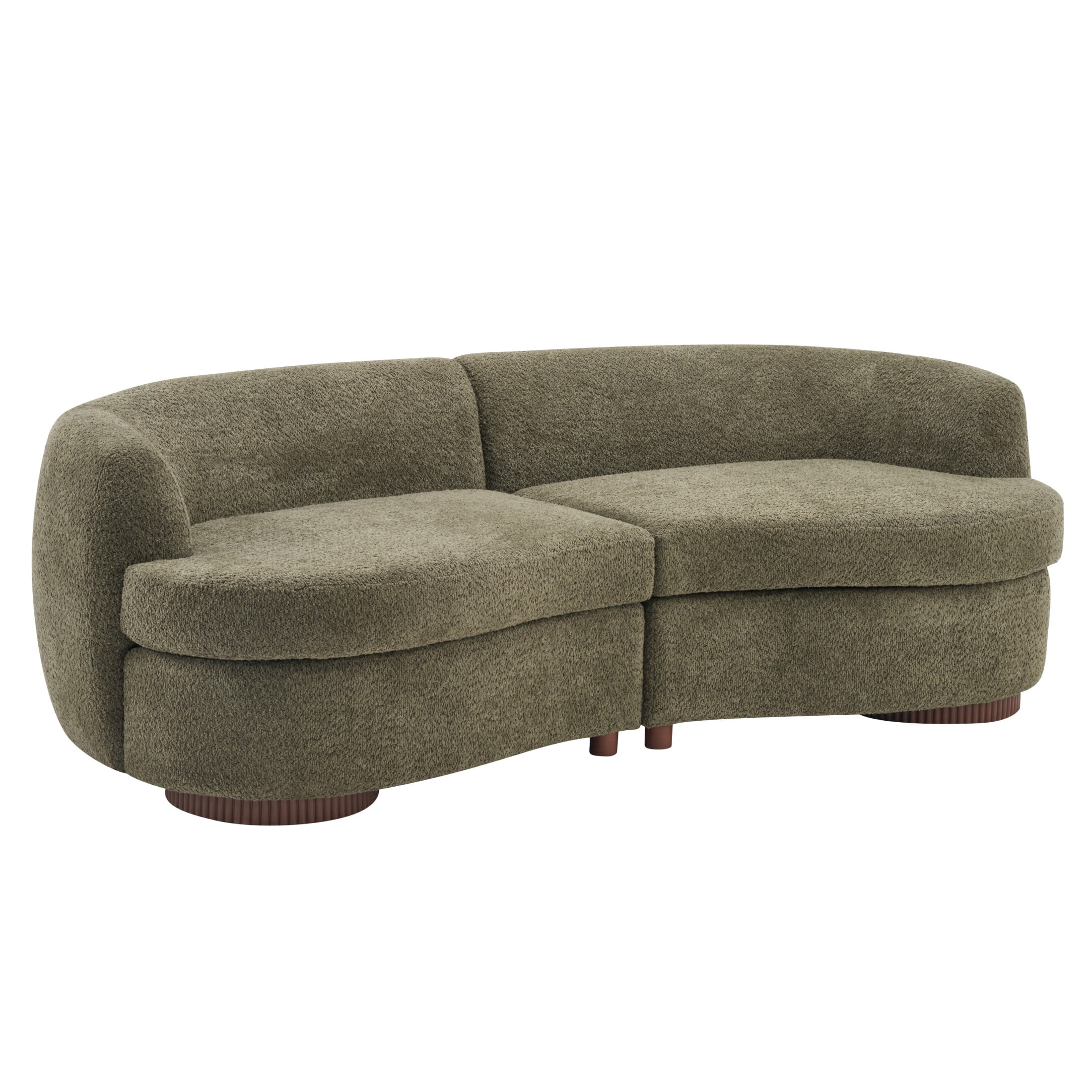 Christopher Knight Home 81.1" Curved Modular Boucle Sofa, 3-Seat Living Room Couch, Olive Green