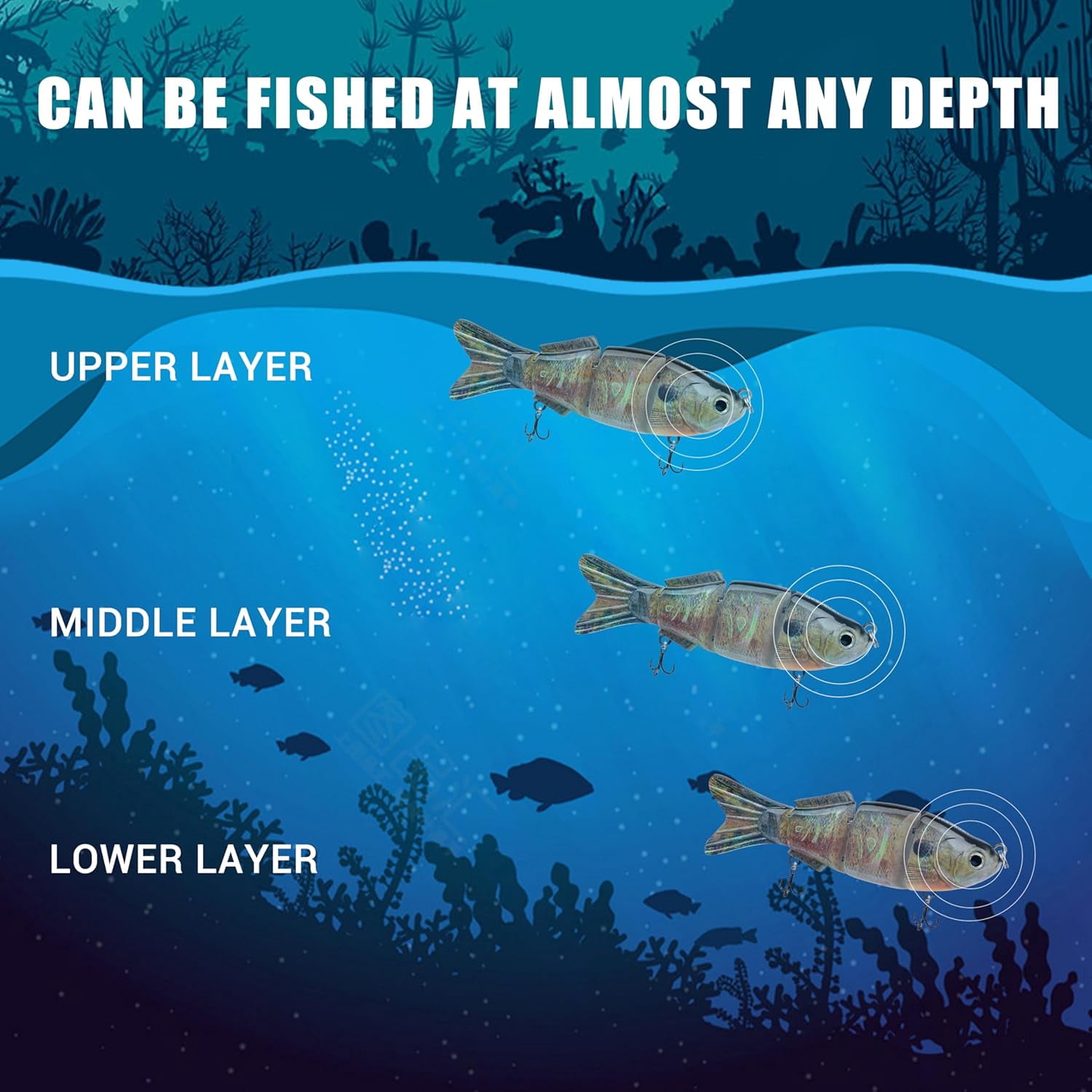 TRUSCEND Easy Catch Swimmax, Magic Noisy Turbulent Wiggling and Vibrating Actions for More Bites, Segmented Swimbait Jointed by Dyneema Strongest Fiber, Lifelike Fishing Lures for Family Fishing