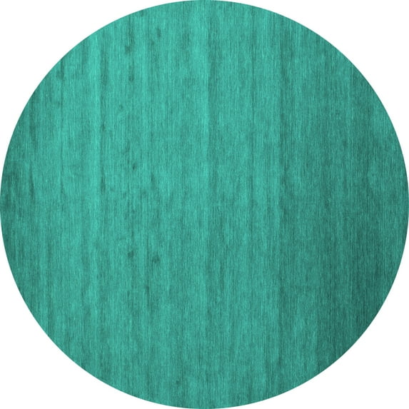Ahgly Company Machine Washable Indoor Round Abstract Turquoise Blue Contemporary Area Rugs, 3' Round