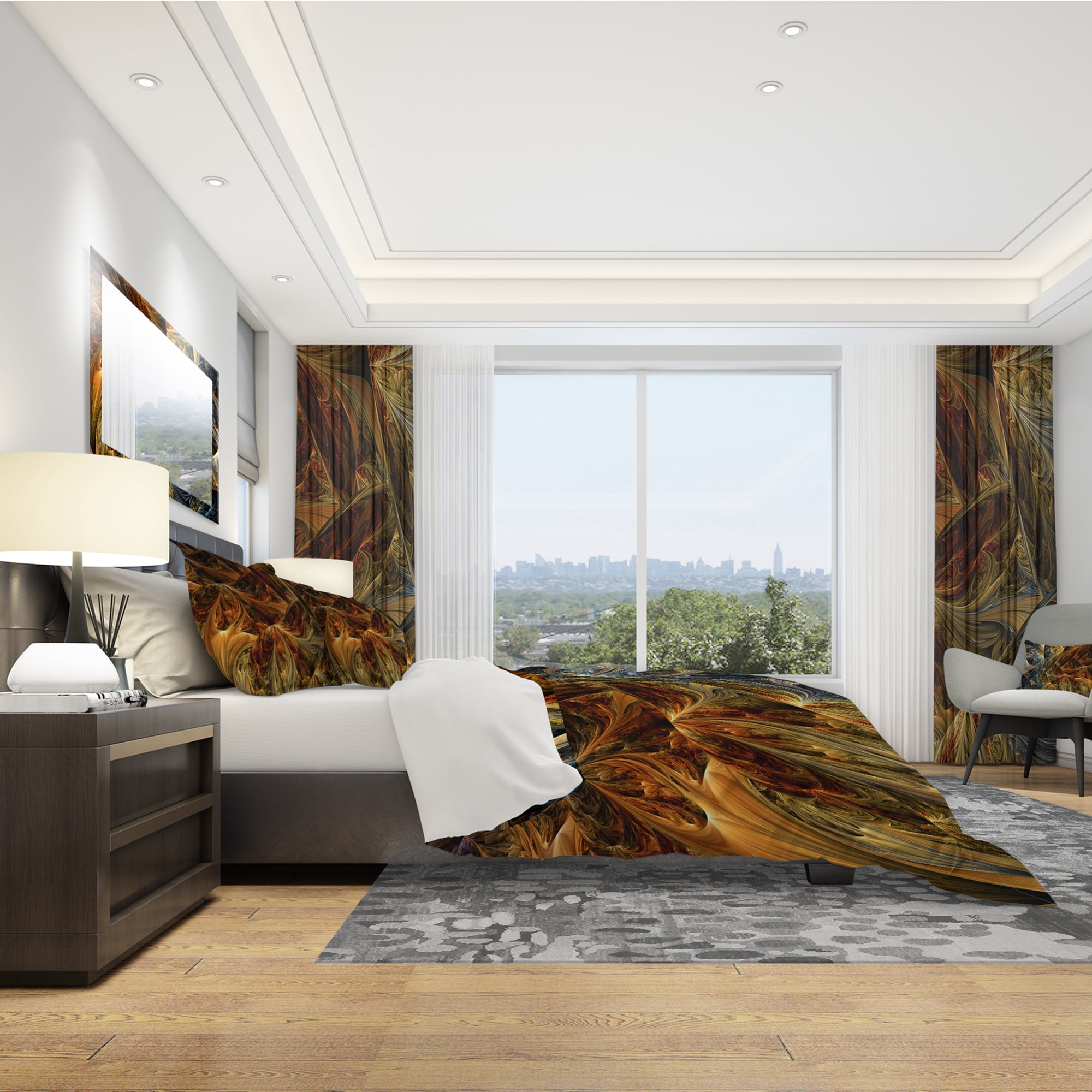 Designart 'Molten Gold Abstract' Modern & Contemporary Duvet Cover Set