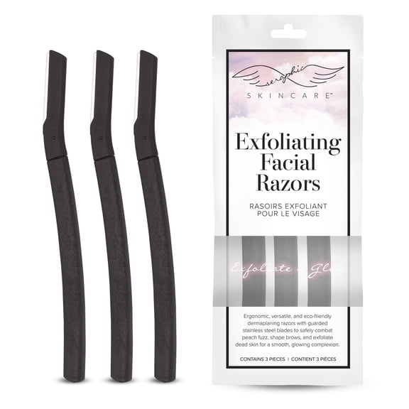 Seraphic Skincare Exfoliating Facial Razors (3pc) – For Eyebrows, Peach Fuzz & Exfoliation – Dermaplane Face Razor for Women – Wheat Straw & Swedish Stainless Steel Blades