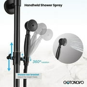 gotonovo Oil Rubbed Bronze Exposed Pipe Shower System 8 Inch Rainfall Shower Head Single Handle with Handheld Sprayer Bathroom Shower Faucet Adjustable Showerhead Bar Dual Functions