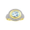 thumbnail image 1 of RYLOS Rings for Women 14K Gold Plated Silver Ring Classic 9X7MM Oval Gemstone & Diamonds March Aquamarine Jewelry Size 11.5, 1 of 7