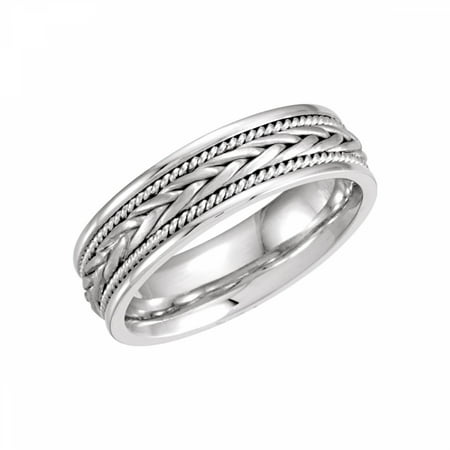 - 14kt White 6.75mm Hand-Woven Band Size 10 50635 / 14Kt White / 10 / 06.75 Mm / Hand Woven Band