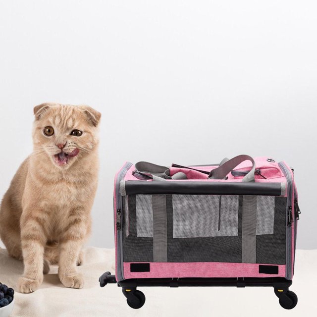 Bolsa de transporte para mascotas transpirable con ruedas desmontables, impermeable, lavable, plegable, para y medianos, perros, , - Rosado Rosado Salvador Bolso Puppy Carrier