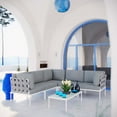 thumbnail image 2 of Modern Contemporary Urban Design Outdoor Patio Balcony Six PCS Sectional Sofa Set, Grey White Gray, Rattan, 2 of 7