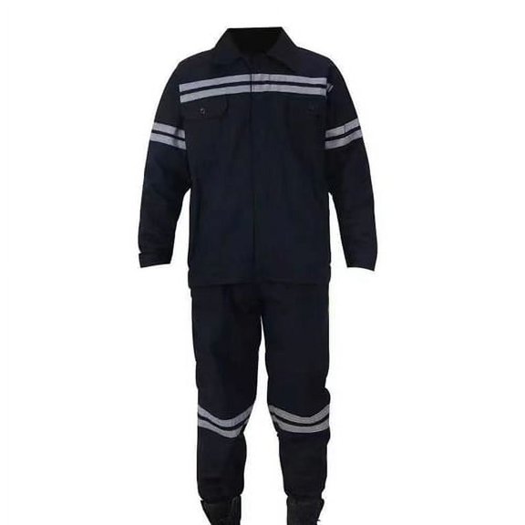 Skymirror 2Pcs/Set High Visibility Working Jacket Pants Set Lapel Long Sleeve Zipper Placket Coat Reflective Strip Stain-Resistant Pants Set Work Uniform