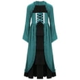 thumbnail image 3 of iiniim Big Girls Medieval Princess Dress Renaissance Gothic Vampire Queen Bell Long Sleeve Party Gown Green 12, 3 of 7
