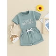 thumbnail image 3 of Bagilaanoe 2pcs Newborn Baby Boy Girl Shorts Set Short Sleeve Letter Print T Shirt Tops + Shorts 6M 12M 18M 24M Infant Casual Summer Clothes, 3 of 7