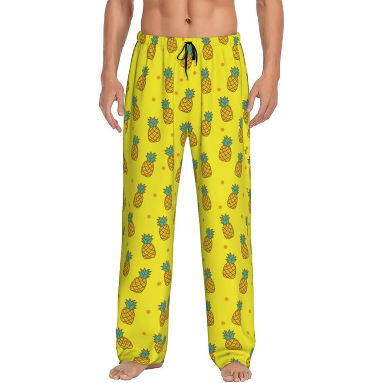 Mens Pajama Pants Bottoms with Pockets Cute Pineapple Blue Leaves Soft Mens Pj Pants Comfy Men Lounge Pants Walmart